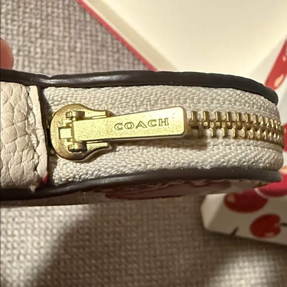 Coach Heart Keychain Wallet in Red and Cream Cherry Print - Picture 3 of 8